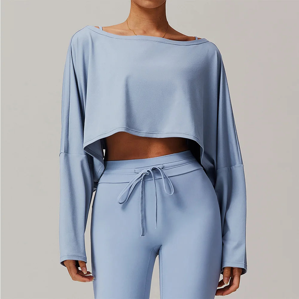 One Shoulder Bat Sleeve Yoga Hoodie Ultra Performance