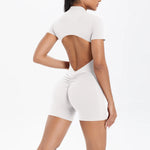 Load image into Gallery viewer, Light Weight Zippered Short Sleeve Jumpsuit Nylon Fabric
