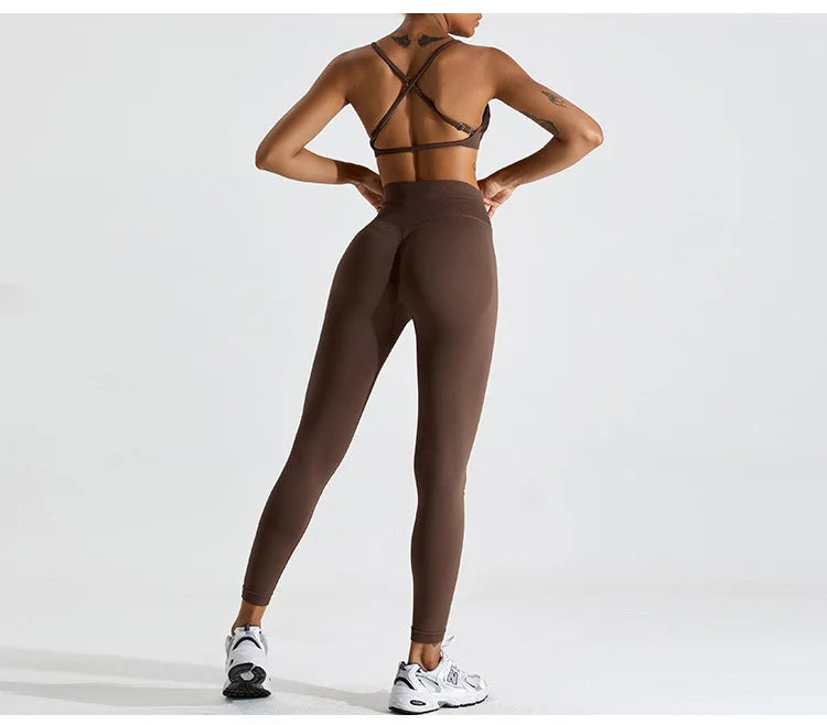 Seamless Two Piece Contour Performance Leggings Set Nylon