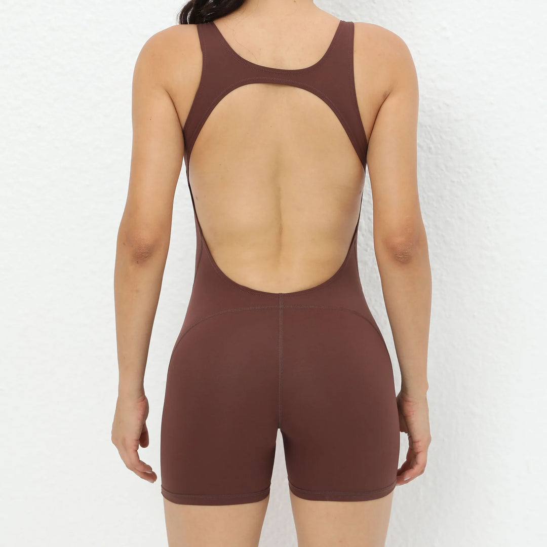 Backless One-Piece Yoga Tracksuit Breathable Nylon Knit