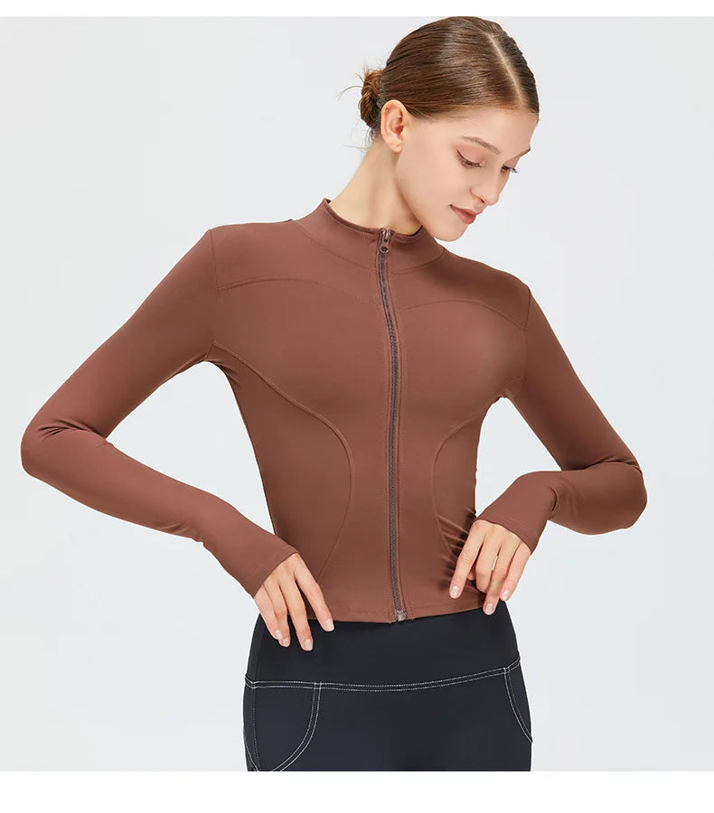 Zippered Studio Contoured Long Sleeve Sports Jacket