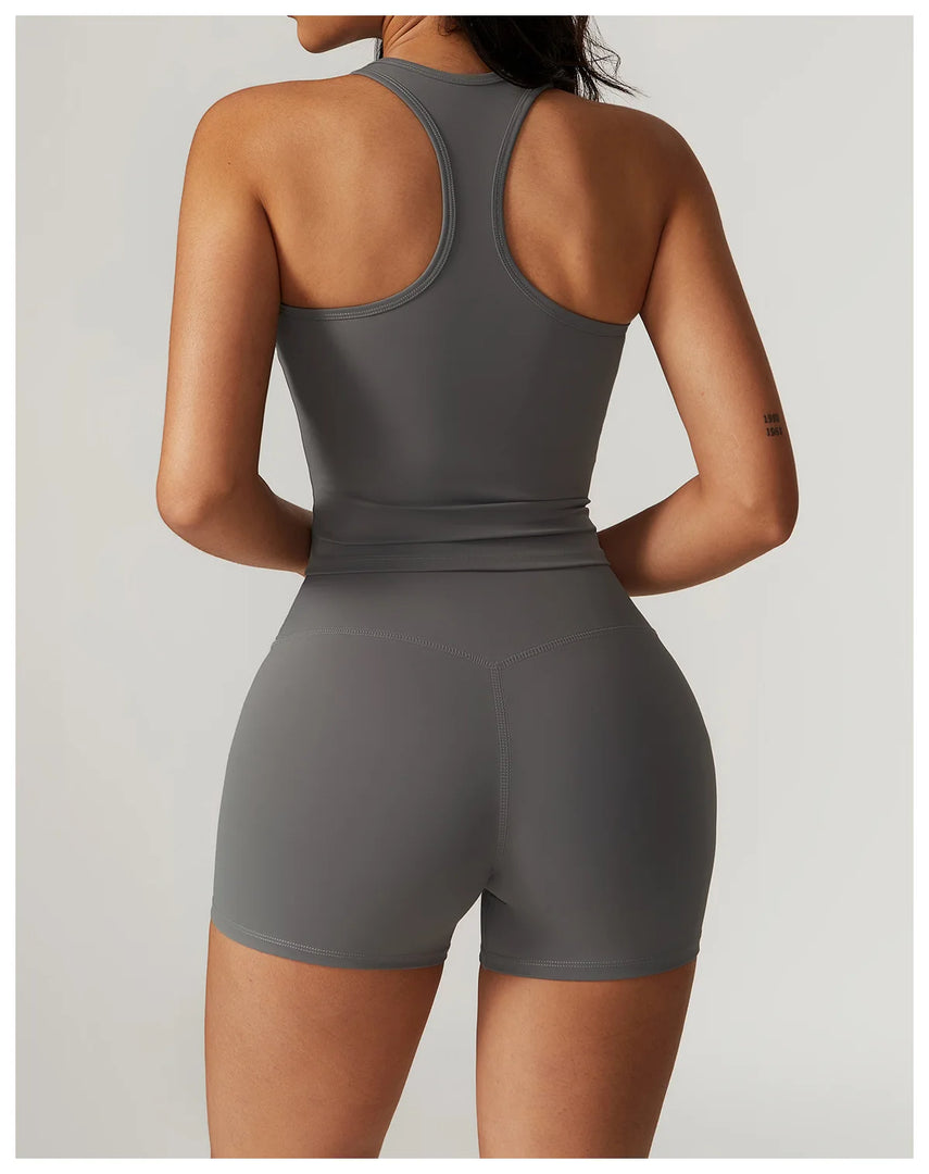 Two Piece Seamless Contour Yoga Leggings Set Nylon Knit