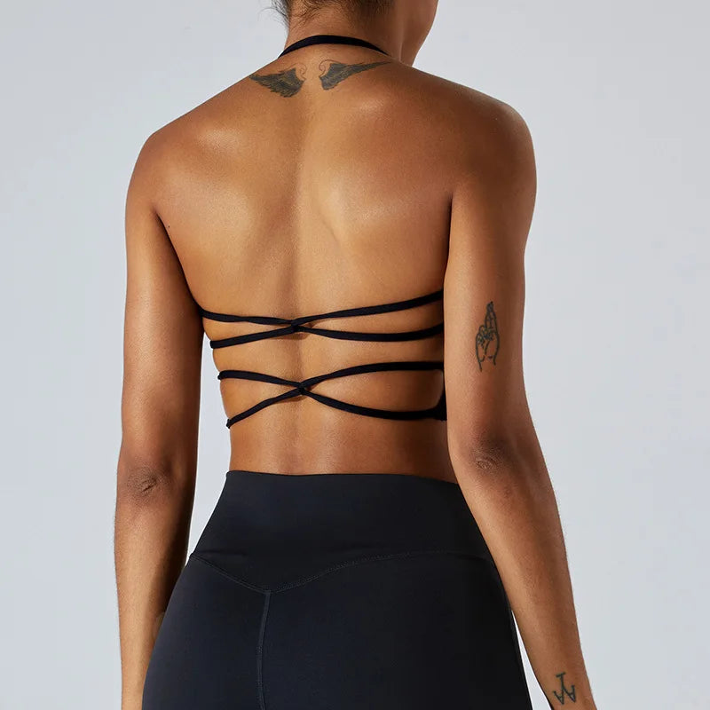 Cross Back Strappy Seamless Bralette Soft Nylon Spandex