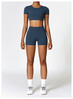 Load image into Gallery viewer, Seamless Contour Fit Yoga Crop Top Light Weight Nylon Knit
