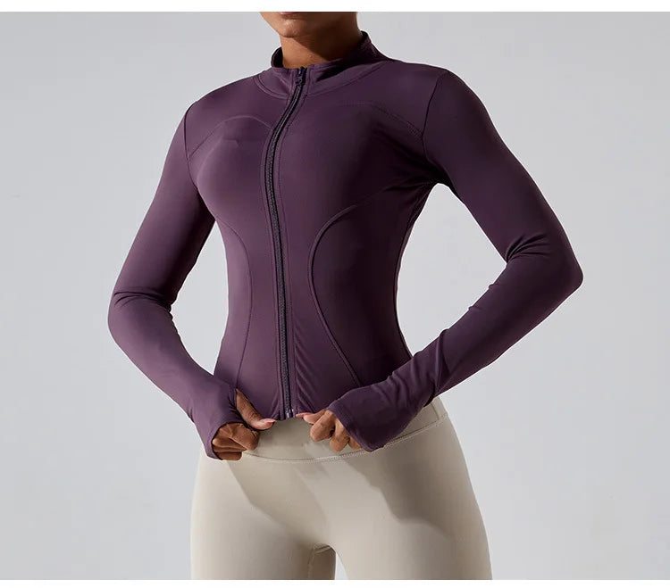 Zippered Studio Contoured Long Sleeve Sports Jacket