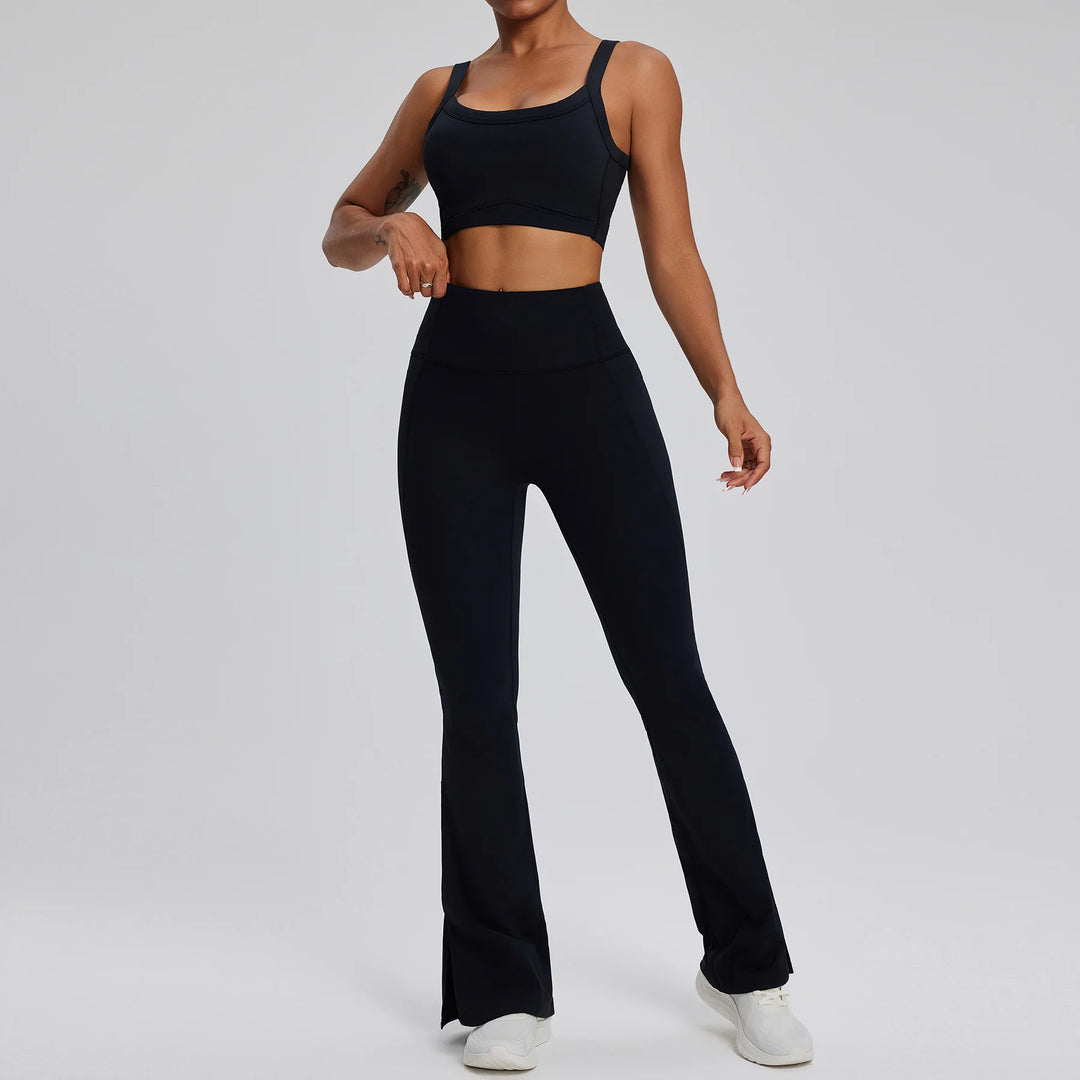 Contour Stretch Athleisure Bell Bottoms Set Nylon Spandex