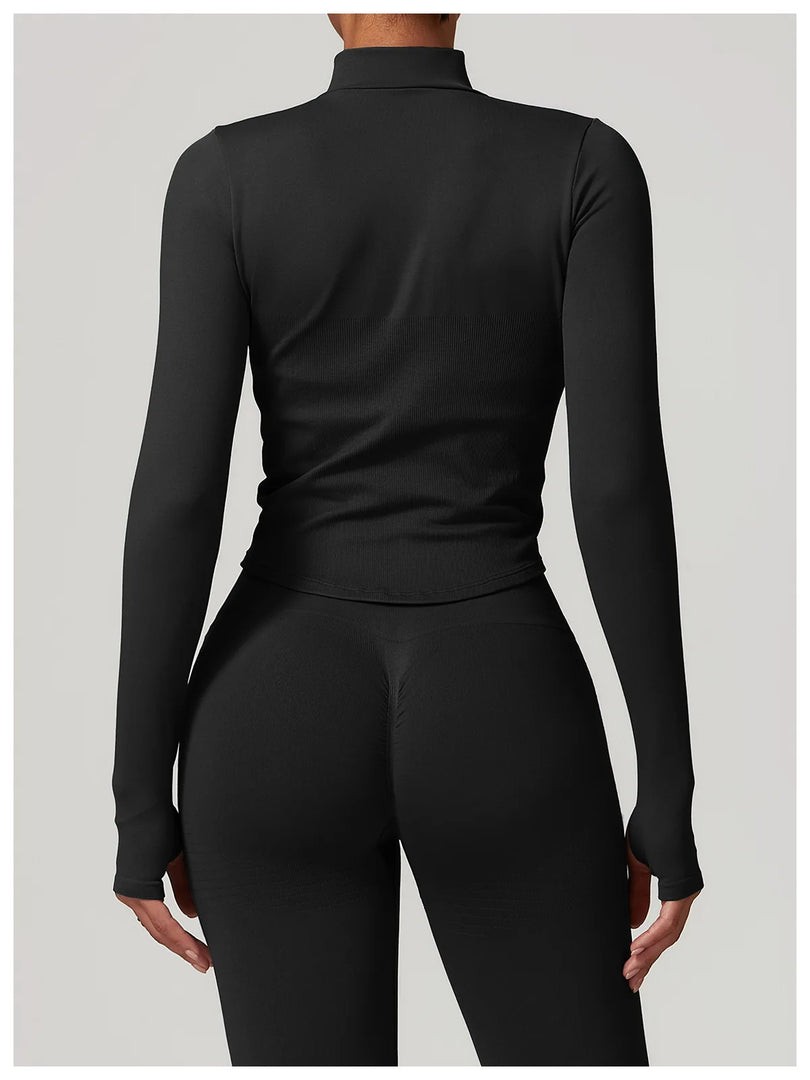 Zippered Performance Long-Sleeve Top Moisture-Wicking