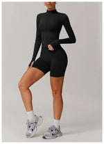 Load image into Gallery viewer, Performance Contoured Zippered Yoga Outfit Long Sleeve
