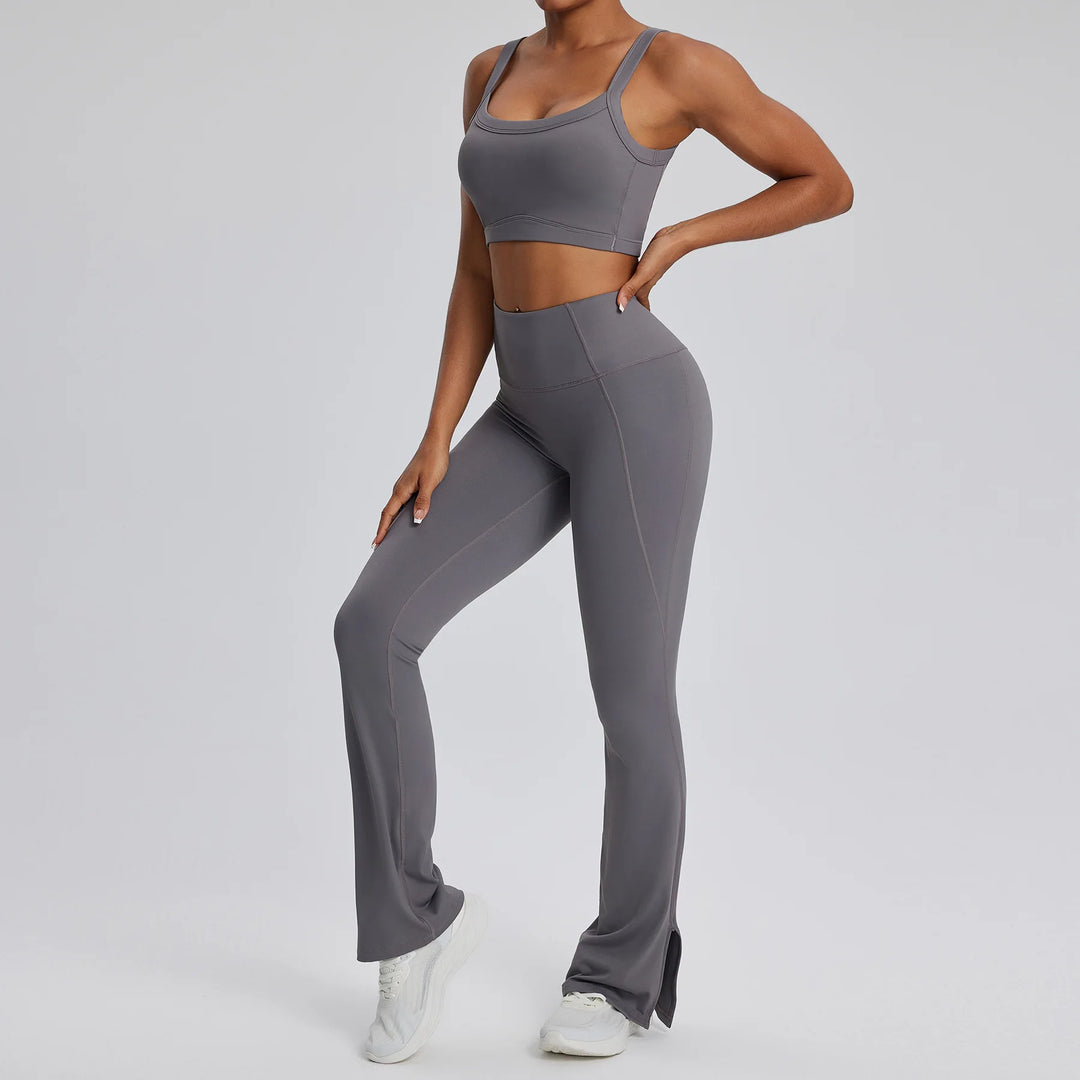 Contour Stretch Athleisure Bell Bottoms Set Nylon Spandex