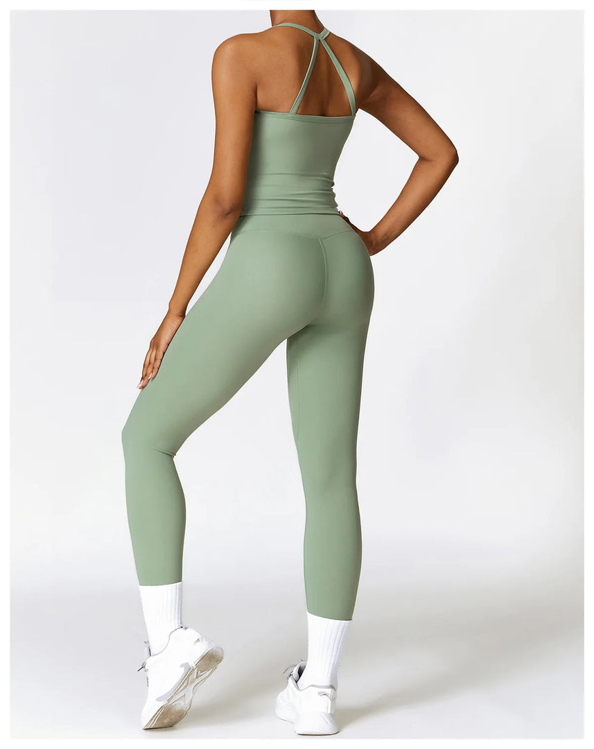 Seamless Sculpted Yoga Core Set Leggings Ribbed Contour