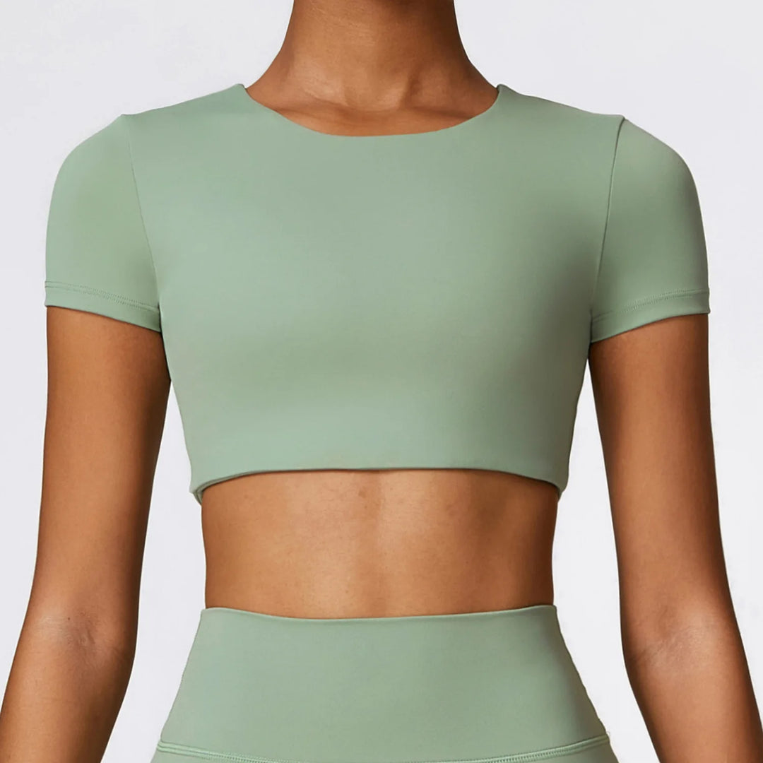 Seamless Contour Fit Yoga Crop Top Light Weight Nylon Knit