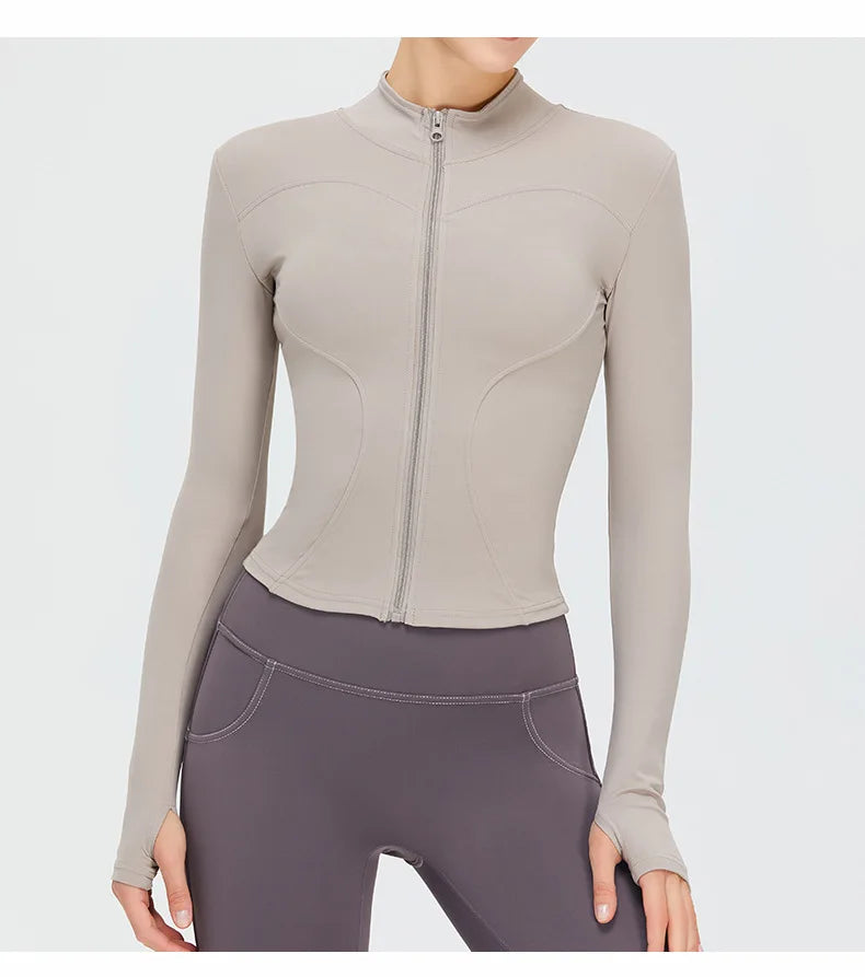 Zippered Studio Contoured Long Sleeve Sports Jacket