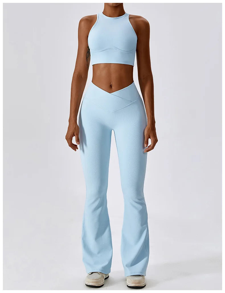 Contour High Waist Flare Leggings With Performance Wear