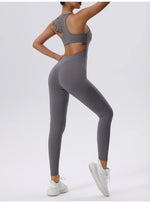 Load image into Gallery viewer, Zippered Contoured One-Piece Yoga Set Performance Wear
