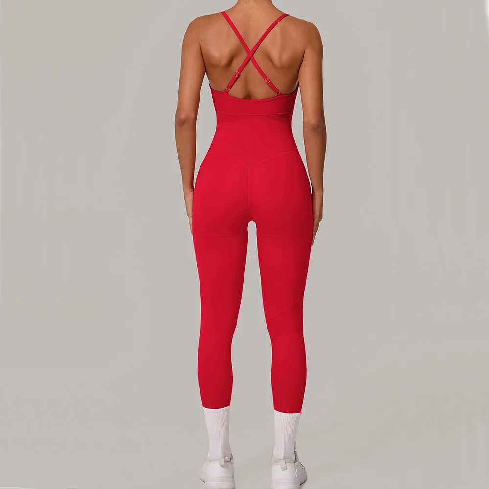 Luxe Sleeveless Yoga Jumpsuit Nylon Spandex