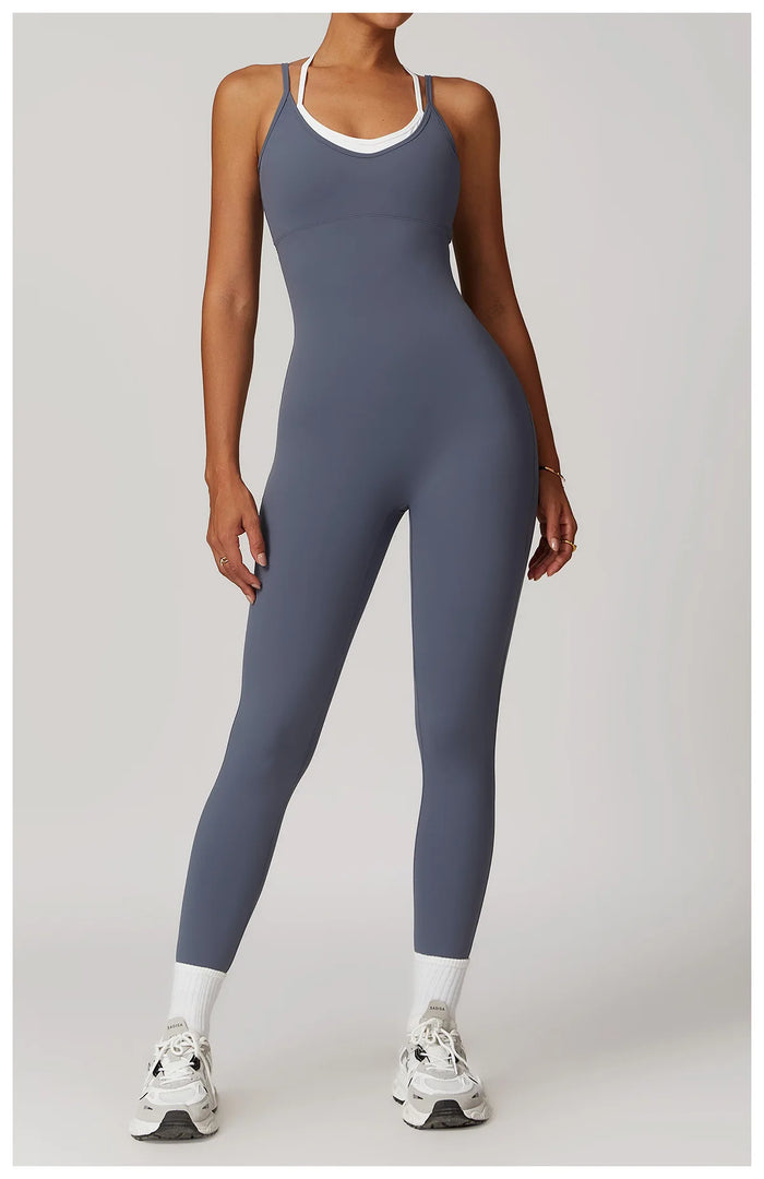 Color Blocking Seamless Yoga Jumpsuit Exquisite Fit