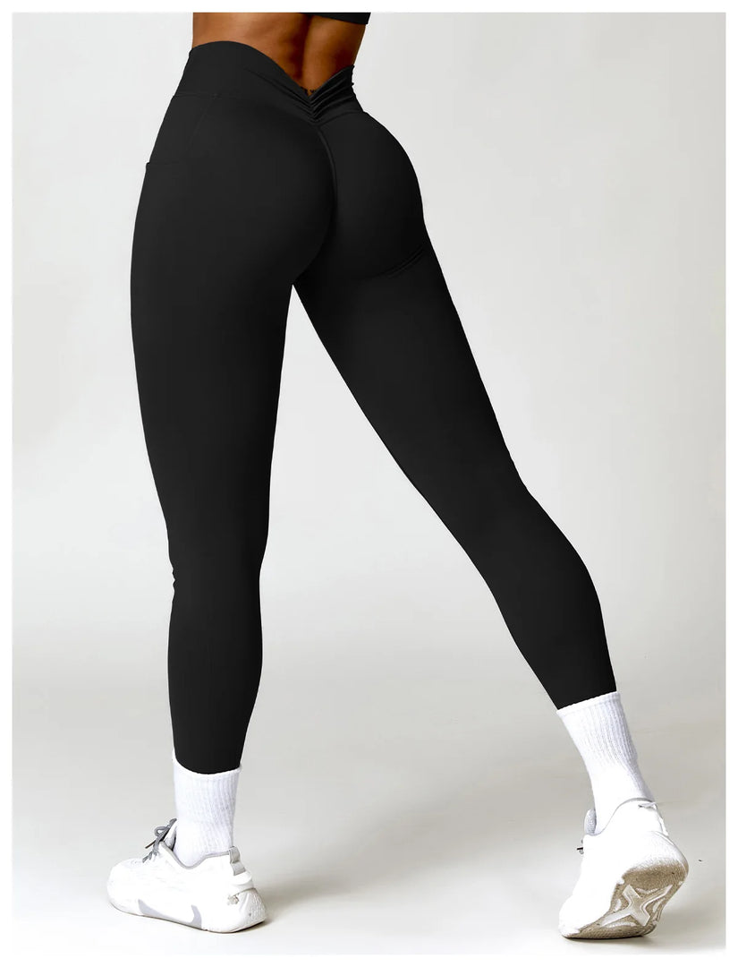V Back Swept High Waist Contoured Leggings With Performance