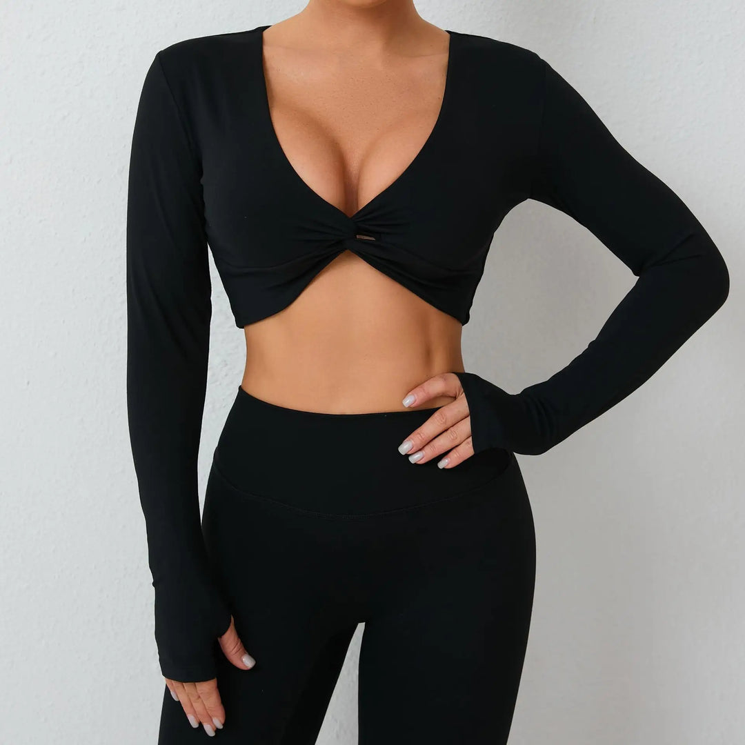 Seamless Ultra Soft Long Sleeve Yoga Crop Removable Pads
