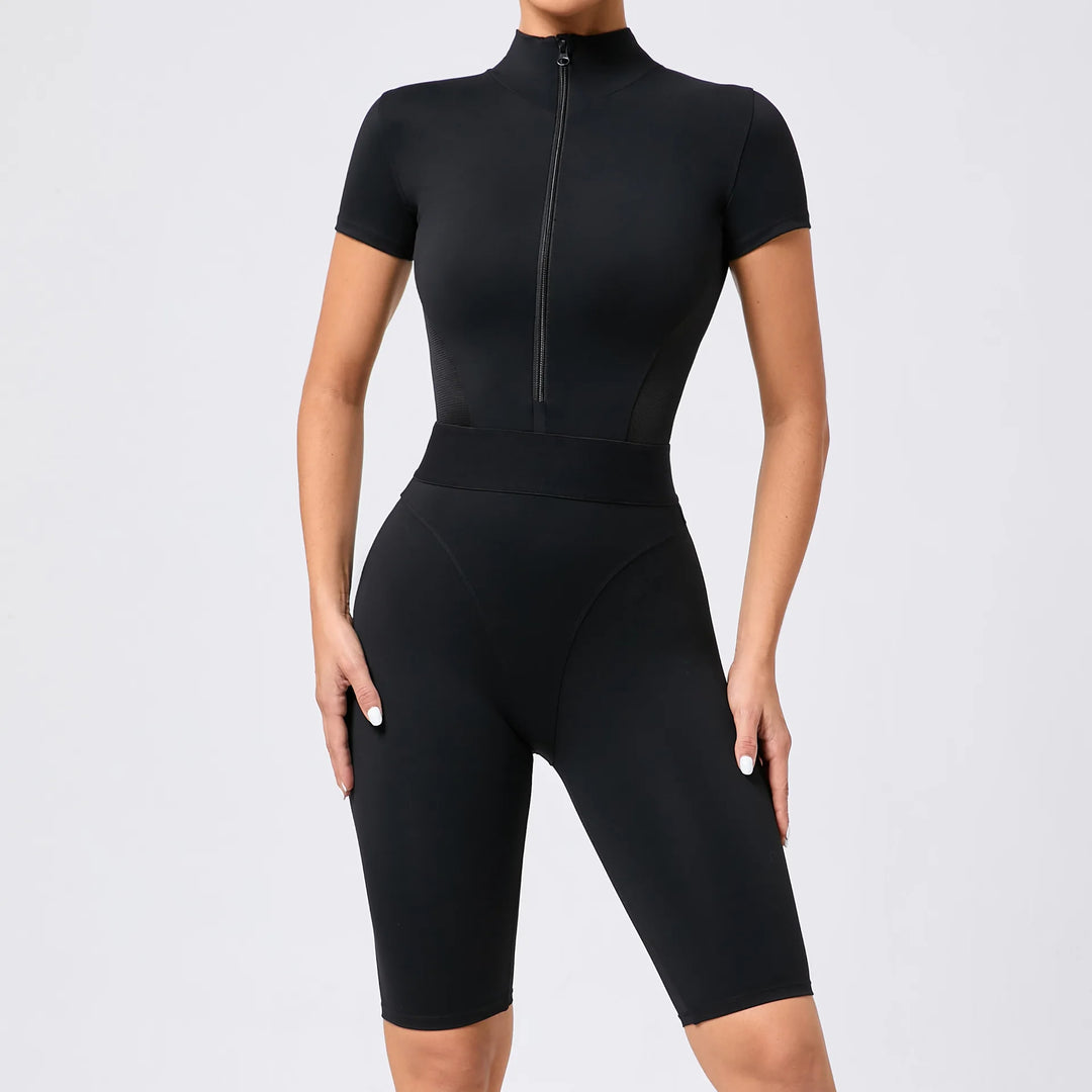 Seamless Zippered Contour Yoga Bodysuit for Performance