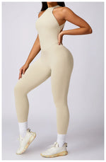 Load image into Gallery viewer, Backless Contour Jumpsuit Set with Seamless Performance
