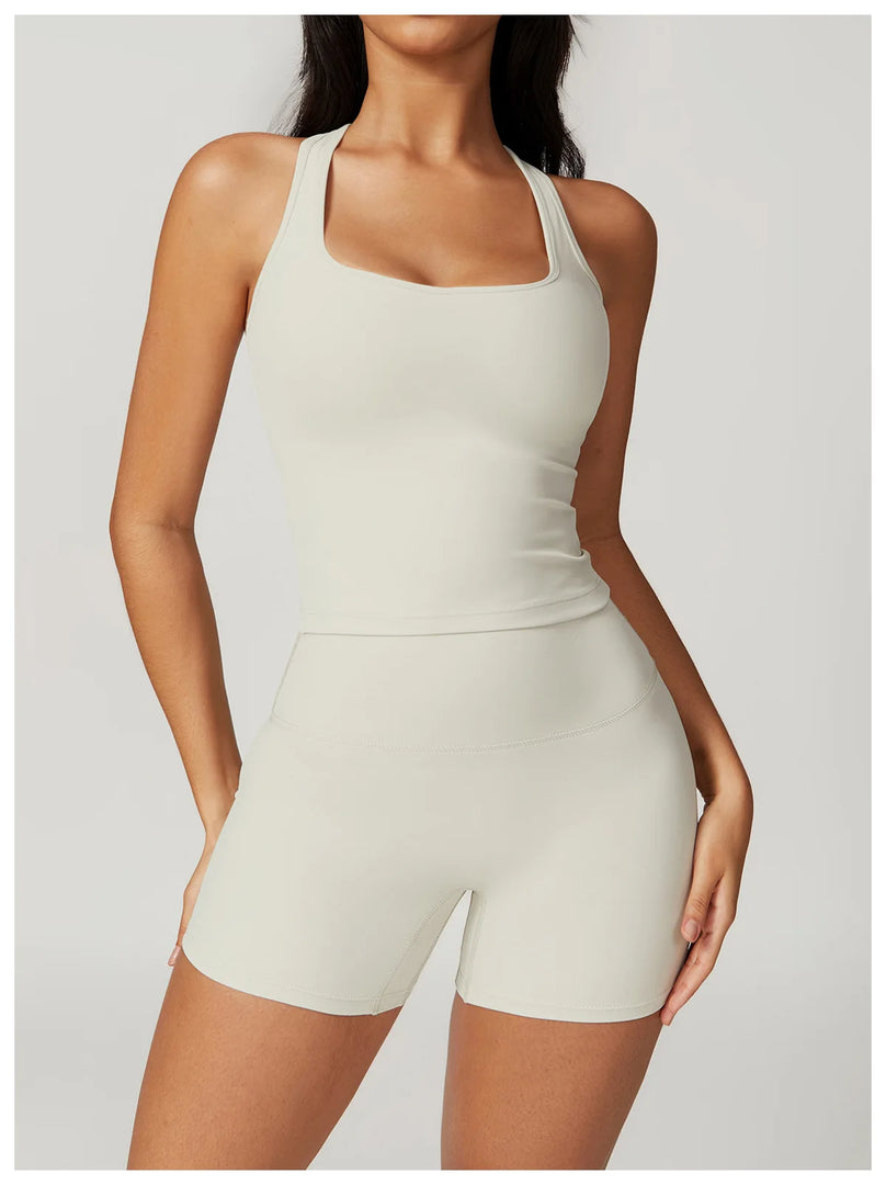 Two Piece Seamless Contour Yoga Leggings Set Nylon Knit