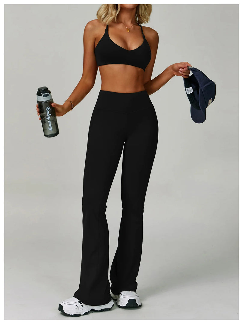Performance High Waist Contoured Leggings With Wide Leg