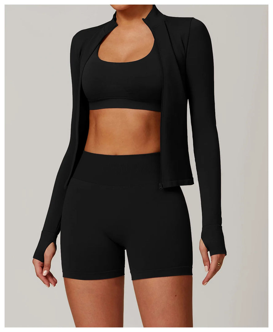 Seamless Long Sleeve Performance Jacket Zip Front Nylon