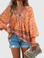Load image into Gallery viewer, Women's Floral Long Sleeve Boho Peasant Top
