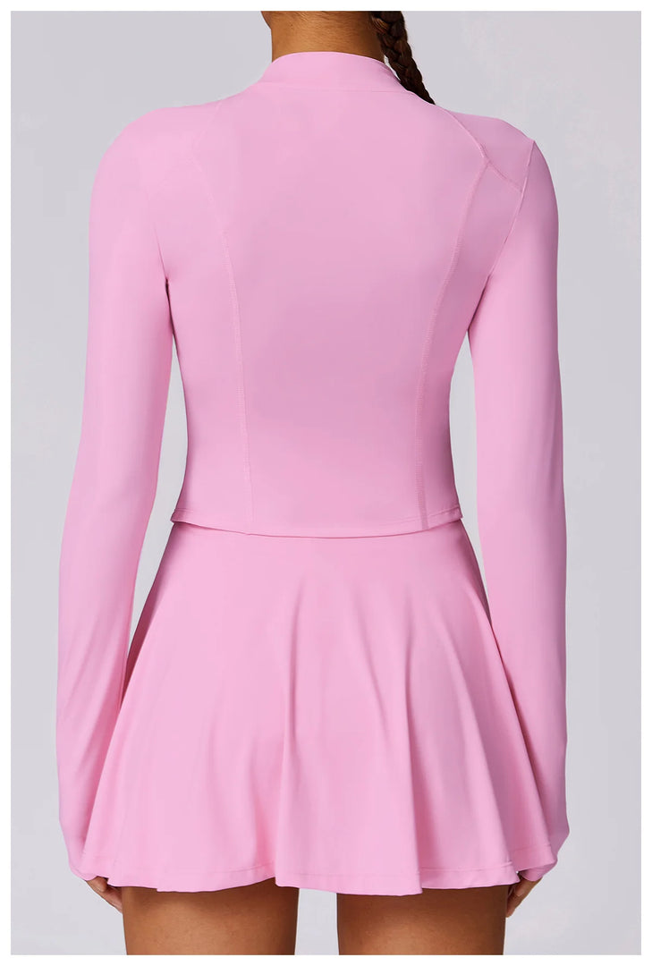 Luxurious Contoured Yoga Set Zippered Front Seamless Nylon