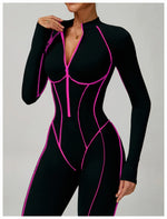 Load image into Gallery viewer, Premium Contour Seamless Breathable Jumpsuit With Front Zip
