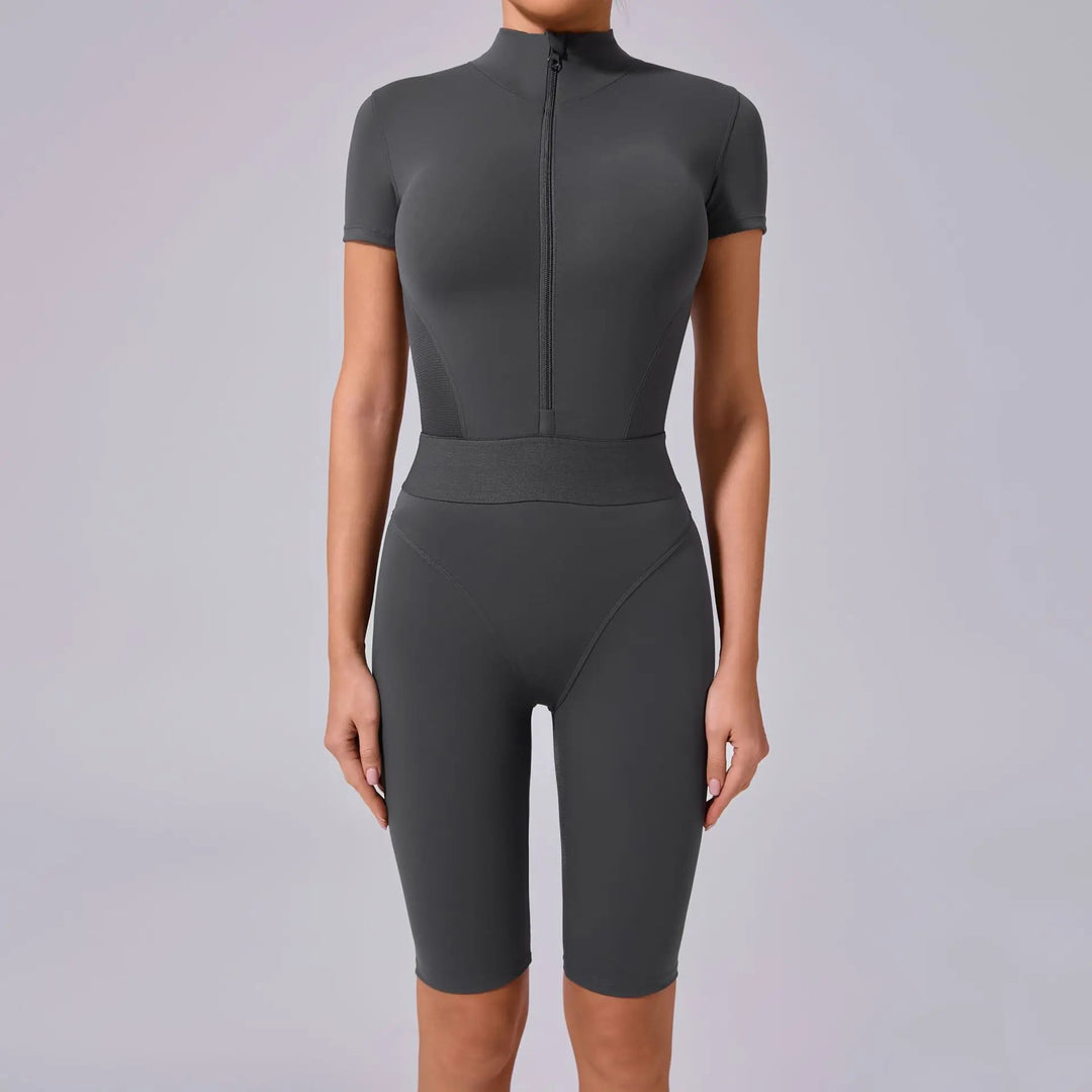 Seamless Zippered Contour Yoga Bodysuit for Performance