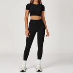 Load image into Gallery viewer, Two-Piece Contoured Breathable Yoga Set Leggings Silhouette
