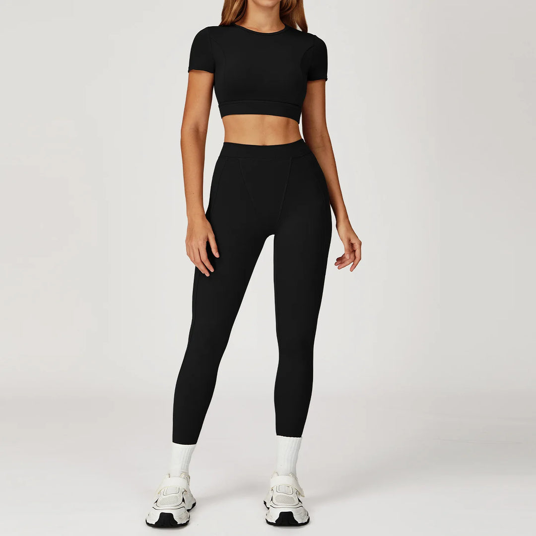 Two-Piece Contoured Breathable Yoga Set Leggings Silhouette