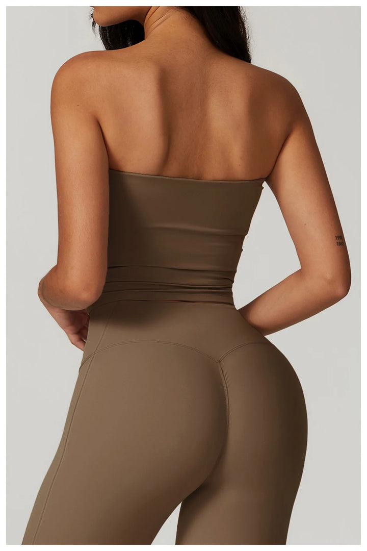 Sculpted Strapless Yoga Vest Contoured Support Brassiere