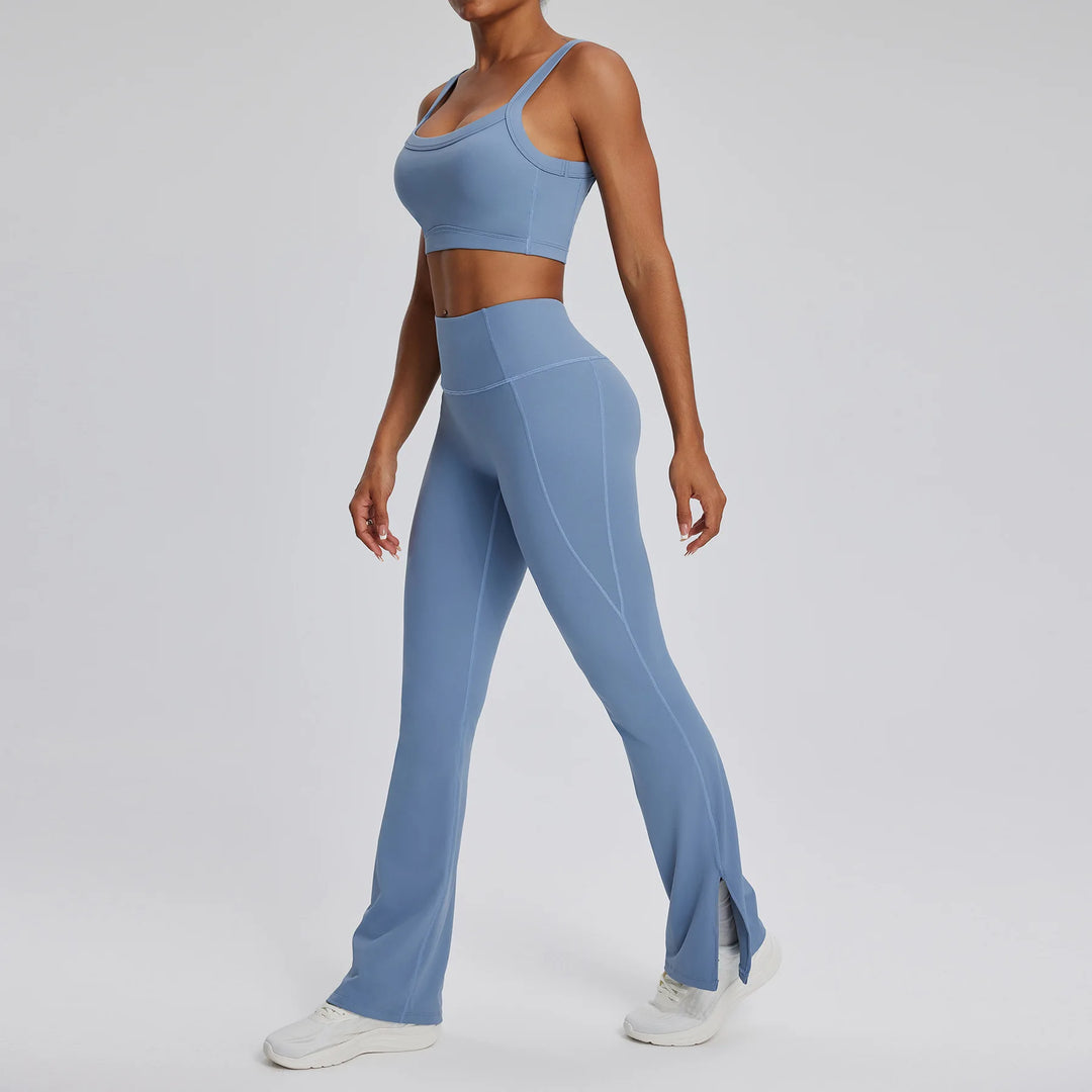 Contour Stretch Athleisure Bell Bottoms Set Nylon Spandex