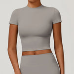 Load image into Gallery viewer, Sculpted Performance Yoga Top Short Sleeve Premium Nylon
