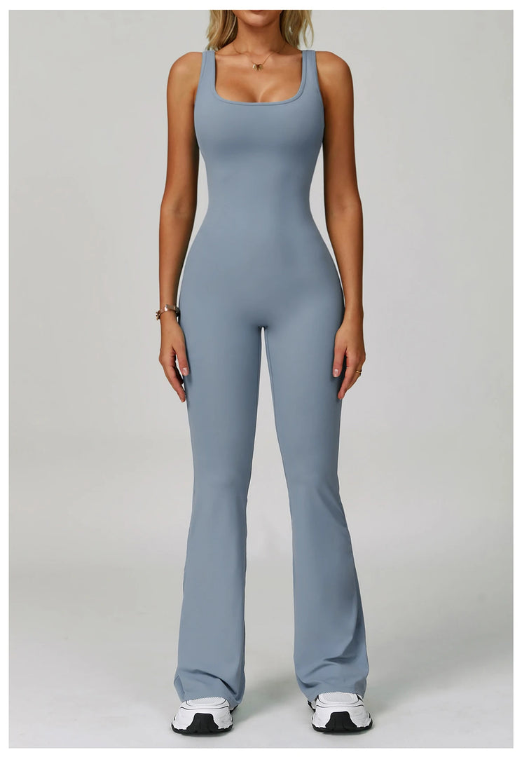 Contoured Back Zip Jumpsuit With Seamless Performance