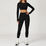 Load image into Gallery viewer, Two-Piece Contoured Breathable Yoga Set Leggings Silhouette

