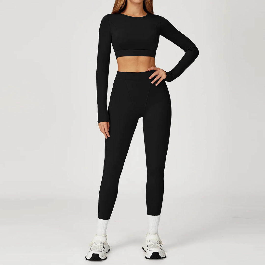 Two-Piece Contoured Breathable Yoga Set Leggings Silhouette