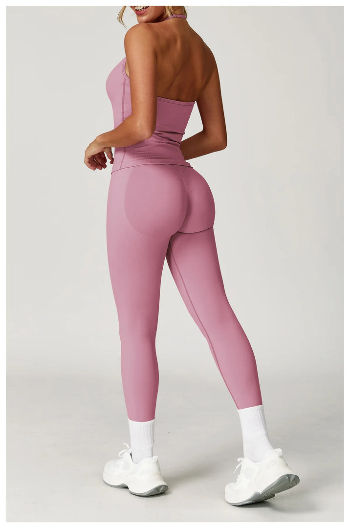 Breathable Contoured Halter Crop Sports Bra With Padding