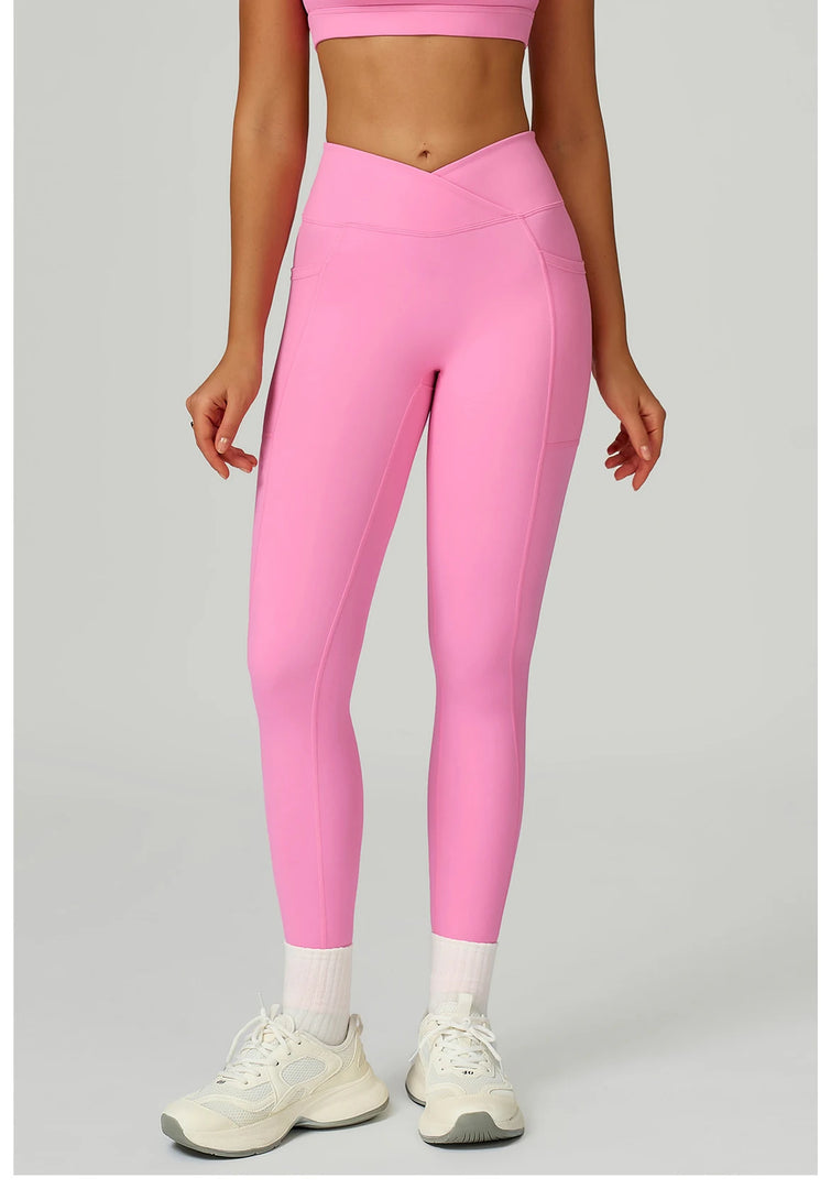 Cross Waist High Rise Contoured Elegance Yoga Leggings