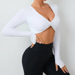 Load image into Gallery viewer, Seamless Ultra Soft Long Sleeve Yoga Crop Removable Pads
