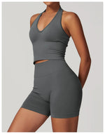 Load image into Gallery viewer, Luxurious Hanging Neck Seamless Sports Bra Nylon Spandex
