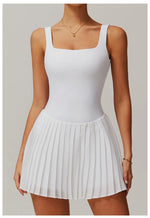 Load image into Gallery viewer, Luxurious Contoured Yoga Jumpsuit With Pleated Skirt Set
