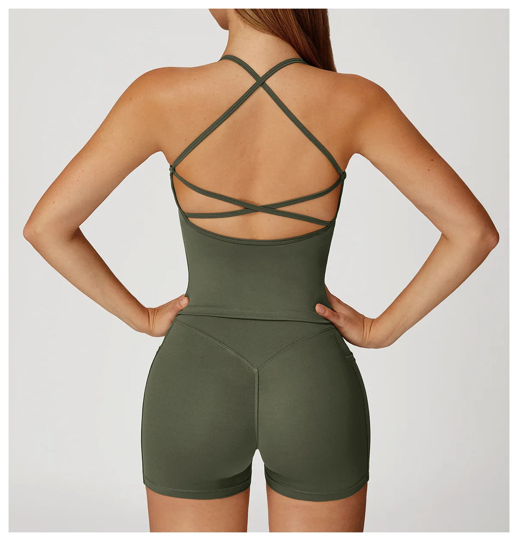 Cross Strap Light Weight Breathable Contour Sport Bra