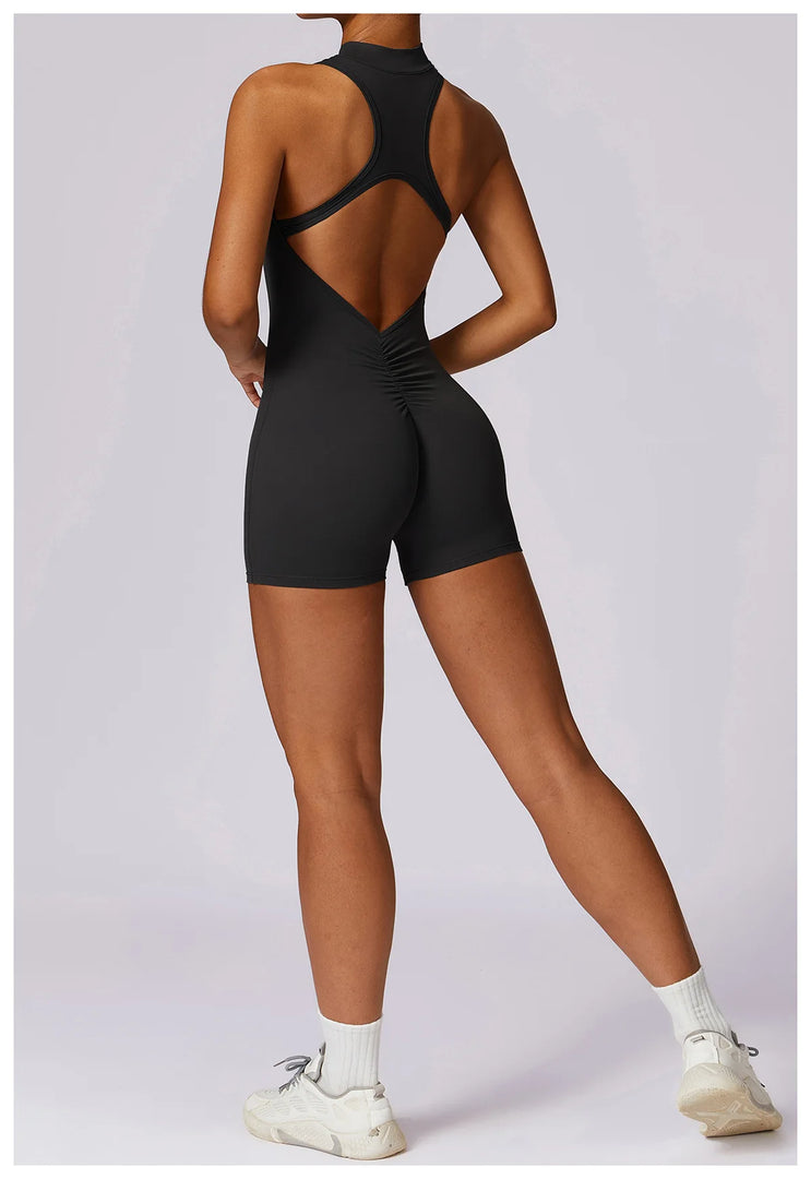 Luxurious Contour Performance Zip Front Yoga Romper
