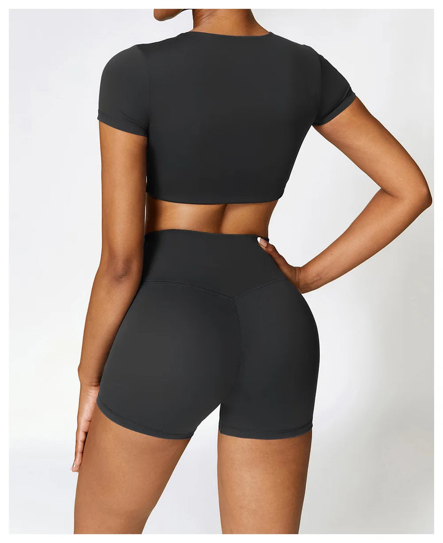 Seamless Contour Fit Yoga Crop Top Light Weight Nylon Knit