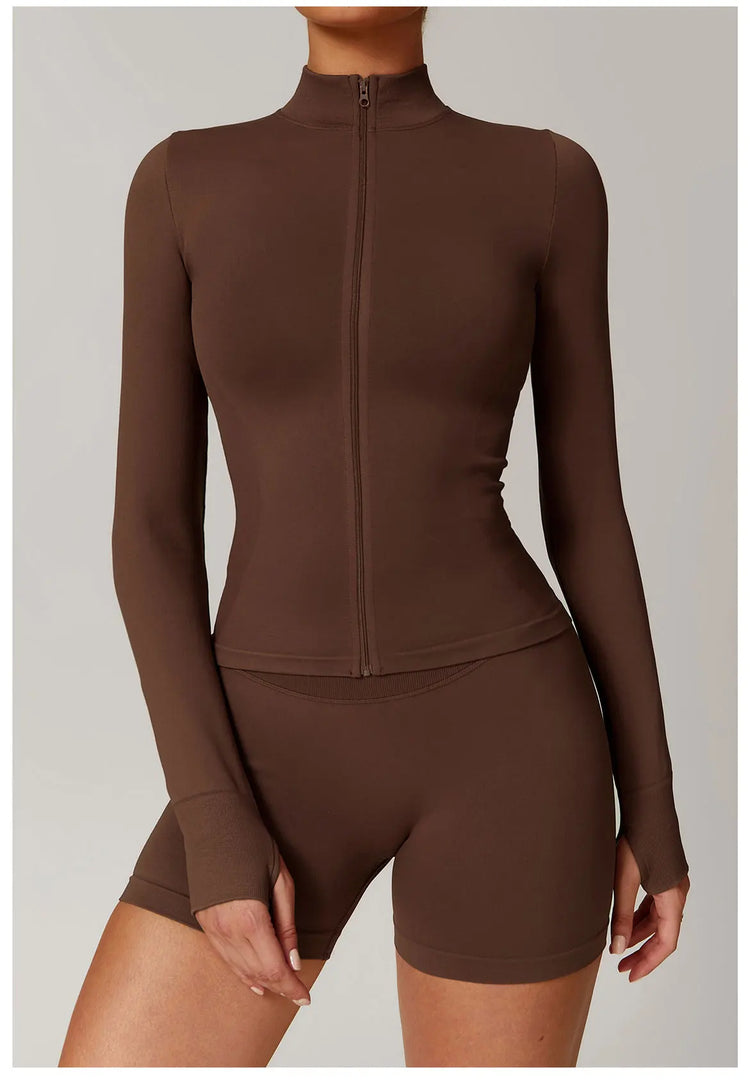 Seamless Long Sleeve Performance Jacket Zip Front Nylon