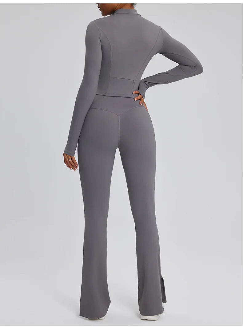 Contour Stretch Athleisure Bell Bottoms Set Nylon Spandex