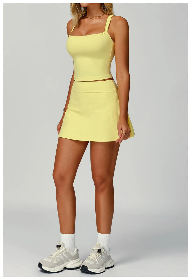 Luxe Contour 2 Piece Yoga Wear Ensemble Nylon Knit Fabric